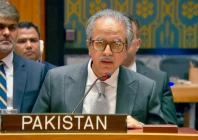 pakistan s permanent representative to the united nations ambassador asim iftikhar ahmad addressing a un security council briefing on non proliferation photo x