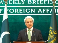 foreign office spokesperson tahir andrabi speaking at the fo weekly press briefing in islamabad screengrab