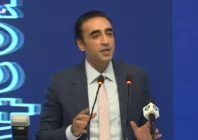 pakistan peoples party ppp chairman bilawal bhutto zardari addressing an international seminar titled the indus waters treaty a key instrument for peace and regional stability held at the jinnah convention centre in islamabad screengrab