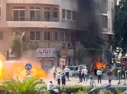 blasts rock damascus during macron visit