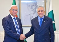 deputy prime minister and foreign minister ishaq dar meets with bangladesh s minister for women children and social welfare dr a z m zahid hossain photo fo