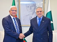 deputy prime minister and foreign minister ishaq dar meets with bangladesh s minister for women children and social welfare dr a z m zahid hossain photo fo