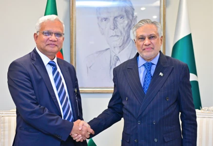 deputy prime minister and foreign minister ishaq dar meets with bangladesh s minister for women children and social welfare dr a z m zahid hossain photo fo