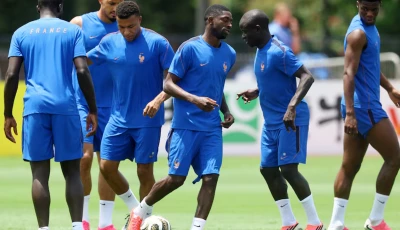 soccer football   fifa world cup 2026   france training   southern methodist university dallas texas us   july 13 2026 france s william saliba kylian mbappe ousmane dembele ngolo kante and aurelien tchouameni during training photo reuters