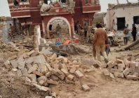 at least 14 martyred and over a dozen others injured in an alleged suicide attack on the manji khel police check post on the tank dera ismail khan road photo express
