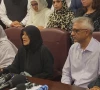 pakistan tehreek e insaf founder s sister dr uzma khan and his personal physician dr faisal sultan addressing a press conference at khyber pakhtunkhwa house screengrab