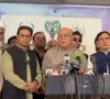 leader of opposition in the national assembly mahmood khan achakzai speaks to the media alongside pti lawmakers at parliament house in islamabad screengrab