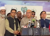 leader of opposition in the national assembly mahmood khan achakzai speaks to the media alongside pti lawmakers at parliament house in islamabad screengrab