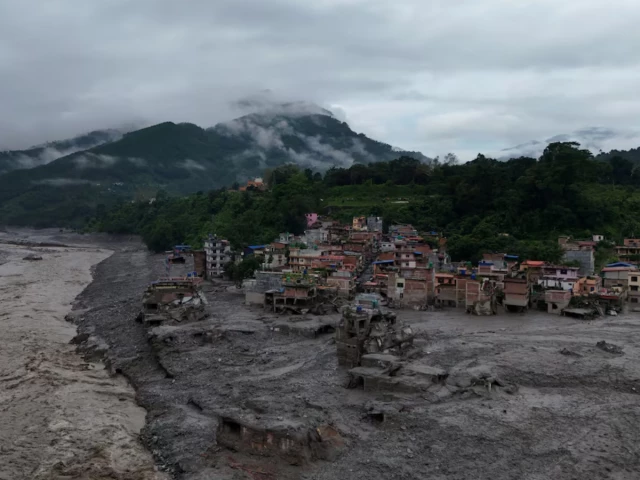 a drone view shows mud covering properties following a flash flood in trishuli nuwakot district nepal august 27 2026 photo reuters a drone view shows mud covering properties following a flash flood in trishuli nuwakot district nepal august 27 2026 photo reuters