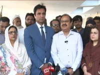 member of the national assembly health committee addressing a press conference after their visit to pims hospital screengrab