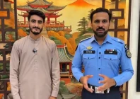islamabad police sp city zone ayaz hussain left speaks alongside computer engineering student ahsan zafar abbasi in a video released by the police following the collision involving ahsan s driverless car and a police vehicle photo x