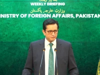foreign office spokesperson sajjad haider khan addresses a weekly press briefing in islamabad screengrab