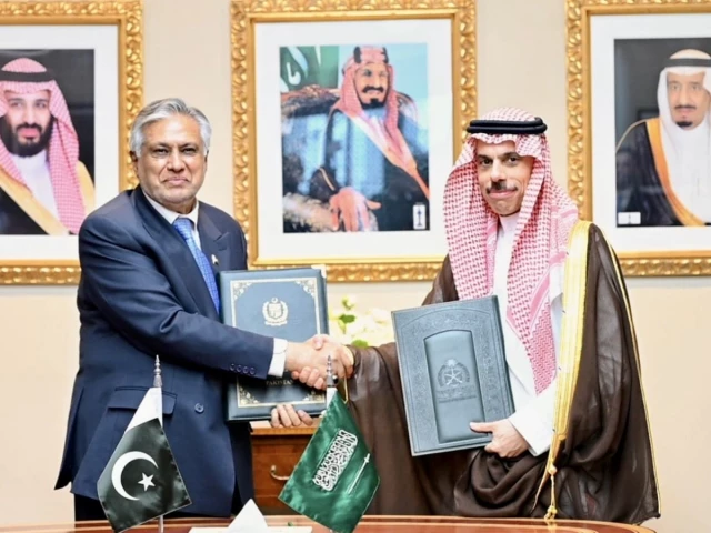 deputy prime minister and foreign minister ishaq dar and saudi foreign minister prince faisal bin farhan al saud sign an agreement abolishing visa requirements for holders of diplomatic and official special passports on the sidelines of the un general assembly in new york photo fo deputy prime minister and foreign minister ishaq dar and saudi foreign minister prince faisal bin farhan al saud sign an agreement abolishing visa requirements for holders of diplomatic and official special passports on the sidelines of the un general assembly in new york photo fo