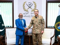 field marshal syed asim munir chief of defence forces and chief of army staff shakes hands with maldivian speaker abdul raheem abdullah during a meeting at general headquarters in rawalpindi on september 24 photo ispr field marshal syed asim munir chief of defence forces and chief of army staff shakes hands with maldivian speaker abdul raheem abdullah during a meeting at general headquarters in rawalpindi on september 24 photo ispr