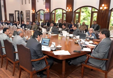 sindh chief minister syed murad ali shah chairs a cabinet meeting at the cm house in karachi photo x