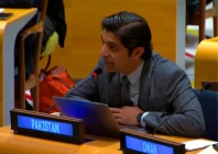 counsellor muhammad jawad ajmal pakistan s representative at the united nations speaks during a session of the un general assembly in new york photo x