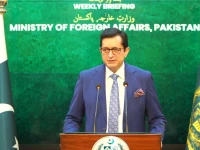 foreign office spokesperson sajjad haider khan speaks during the weekly press briefing in islamabad on friday screengrab