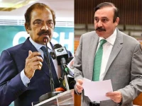 pictured above special adviser to the prime minister rana sanaullah l parlimentary affairs minister tariq fazal chauhdry r