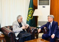 deputy prime minister foreign minister senator mohammad ishaq dar meeting the ambassador of the people s republic of china jiang zaidong at the ministry of foreign affairs on sunday photo fo x