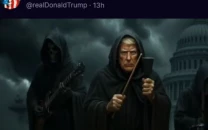 president trump shares ai generated grim reaper video featuring russ vought president trump shares ai generated grim reaper video featuring russ vought