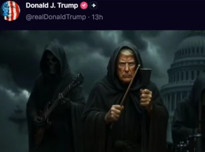 president trump shares ai generated grim reaper video featuring russ vought president trump shares ai generated grim reaper video featuring russ vought