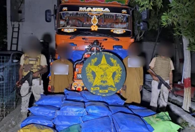 anf arrest two in gwadar that are a part of an international drug ring carrying 1 2 tonnes of narcotics in a truck photo express