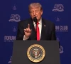 us president donald trump speaks at the forum club of the palm beaches in florida about the recent interception boarding and seizure of iranian cargo ships and oil tankers by the us navy photo screengrab