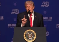 us president donald trump speaks at the forum club of the palm beaches in florida about the recent interception boarding and seizure of iranian cargo ships and oil tankers by the us navy photo screengrab