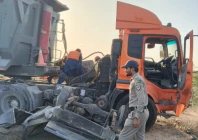 a speeding trailer crushed a police mobile van deployed for checking near chakwal pump on super highway resulting in the deaths of a sub inspector and a constable photo express