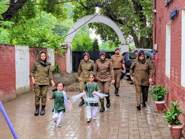 Little stars in green and white light up Independence Day at Police Lines Lahore Day Care Center on 14 August 2025. Photo: Express