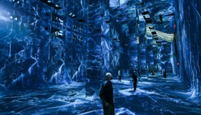 photo attendees interact with immersive visualizations at the museum of ai arts afp