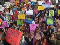 file activists of aurat march group take part in a rally to mark pakistan s national women s day in lahore on february 12 2025 photo afp