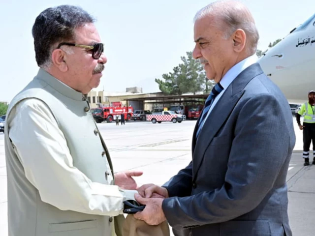 balochistan governor jaffar khan mandokhail recieves prime minister shehbaz sharif as he arrives in quetta today on a day long visit pmo balochistan governor jaffar khan mandokhail recieves prime minister shehbaz sharif as he arrives in quetta today on a day long visit pmo