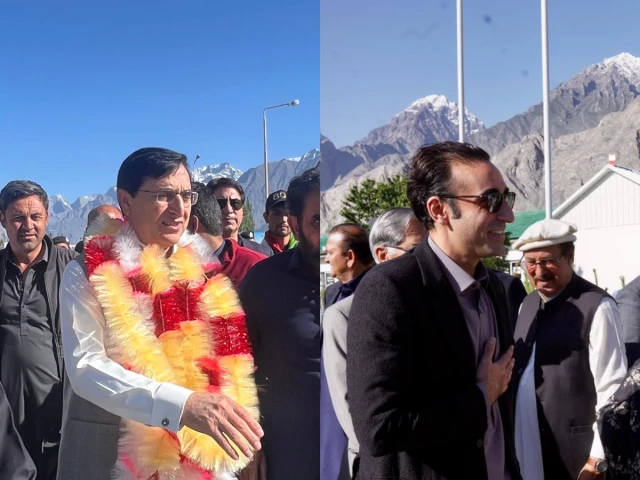 pti chairman barrister gohar ali khan ppp chairman bilawal bhutto zardari arrive in skardu as g b election campaign enters final phase photo x pti chairman barrister gohar ali khan ppp chairman bilawal bhutto zardari arrive in skardu as g b election campaign enters final phase photo x