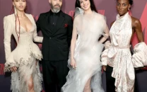 anne hathaway embraces sheer couture trend on mother mary press tour