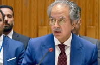 pakistan s permanent representative to the un ambassador asim iftikhar ahmad addressing the united nations security council photo x