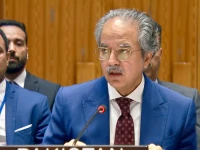 pakistan s permanent representative to the un ambassador asim iftikhar ahmad addressing the united nations security council photo x