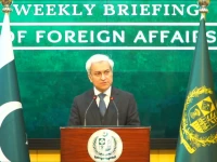 foreign office spokesperson tahir andrabi speaking at a press briefing today on thursday march 26 photo screengrab