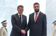 french president emmanuel macron meeting syrian president ahmad al sharaa at the presidential palace photo anadolu agency