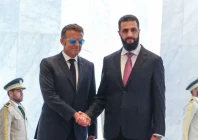 french president emmanuel macron meeting syrian president ahmad al sharaa at the presidential palace photo anadolu agency