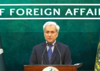 foreign office spokesperson tahir andrabi speaking at the fo weekly press briefing screengrab