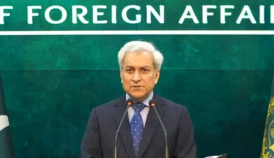 foreign office spokesperson tahir andrabi speaking at the fo weekly press briefing screengrab