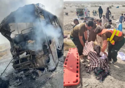 eight killed as bus collides with iranian oil vehicle in panjgur