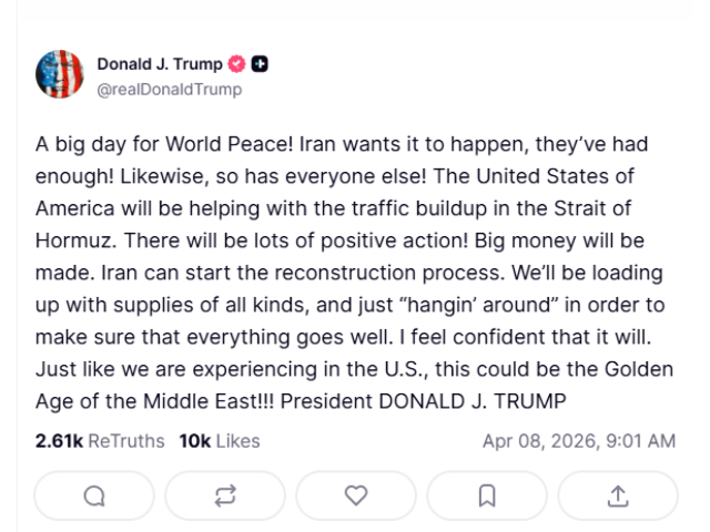 US President Donald Trump on Truth Social.