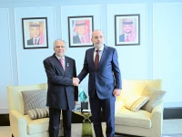 deputy prime minister and foreign minister ishaq dar meets jordanian counterpart ayman safadi on the sidelines of the ministerial meeting on jerusalem in amman photo fo