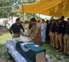 the funeral of police constable saifullah khan was held with full state honours in bannu after he was martyred in a gun attack photo express