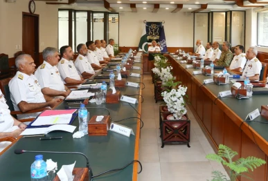 chief of the naval staff admiral naveed ashraf presiding over the command and staff conference held at naval headquarters islamabad