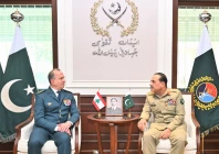 chief of army staff coas and chief of defence staff cdf field marshal syed asim munir and commander in chief of the lebanese armed forces general rodolphe haykal meet at the general headquarters ghq in rawalpindi photo ispr