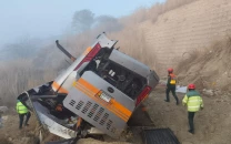 bus plunges into ravine in chakwal killing five amid dense fog bus plunges into ravine in chakwal killing five amid dense fog