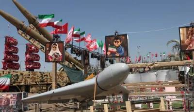 an iranian drone and an iranian missile system are displayed in azadi square in tehran iran july 30 2026 photo reuters